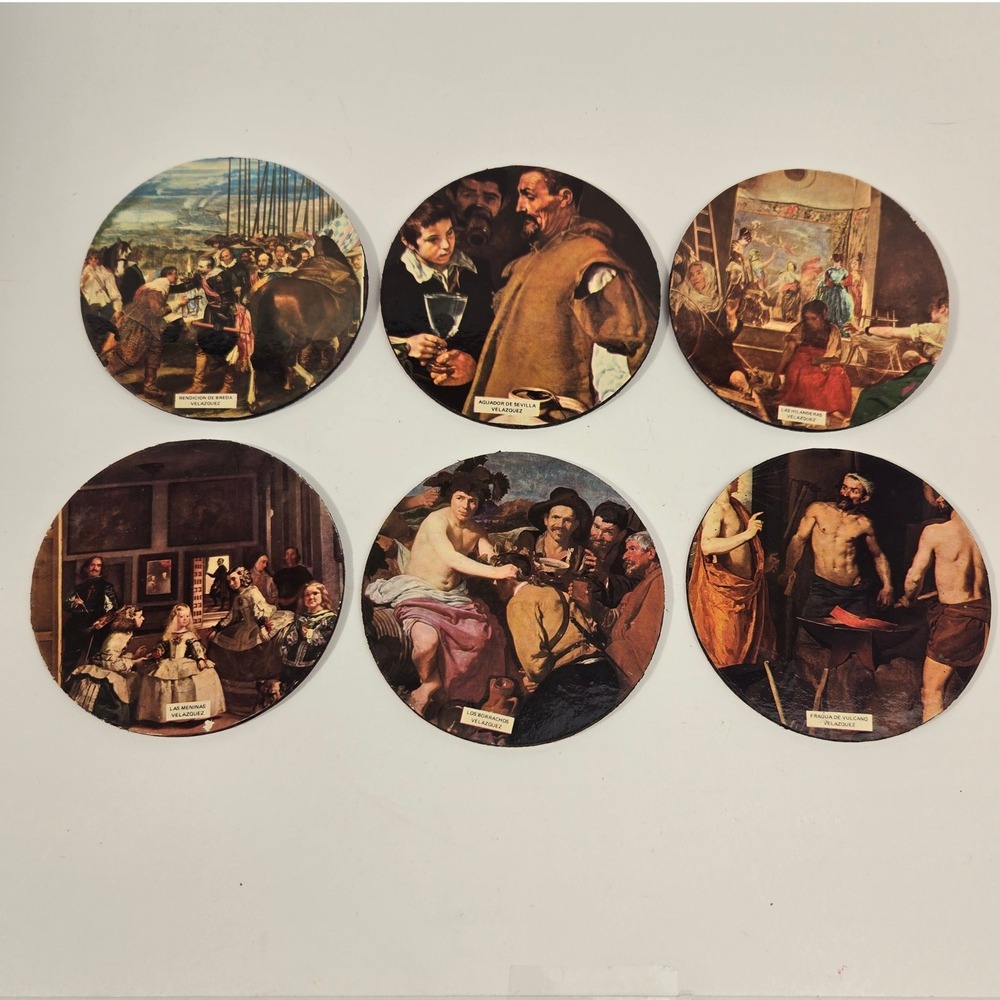 Vintage Diego Velázquez Art Masterpiece Coaster Set of 6 Las Meninas Spain